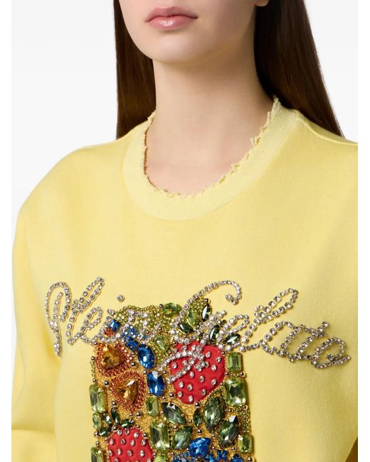 Philipp Plein Yellow Embellished Sweatshirt