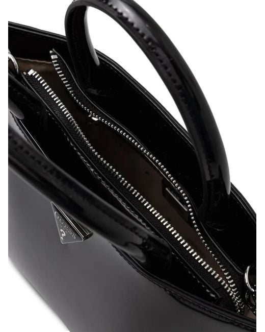Guess Black Patent-Finish Tote Bag
