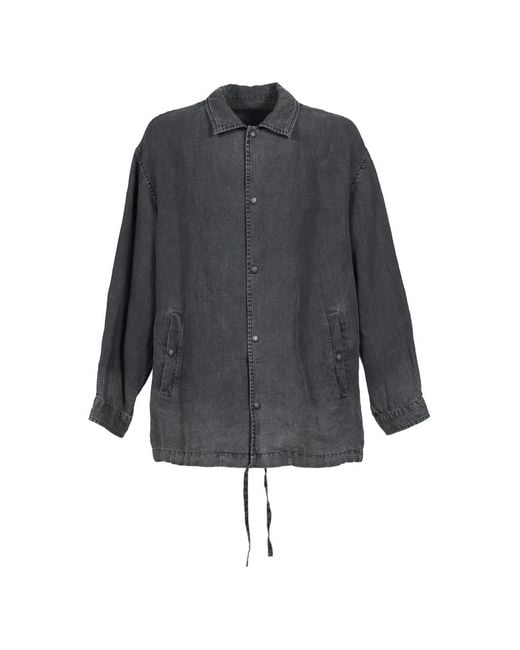 PORTER CLASSIC Gray Linen Coach Shirt Jacket for men