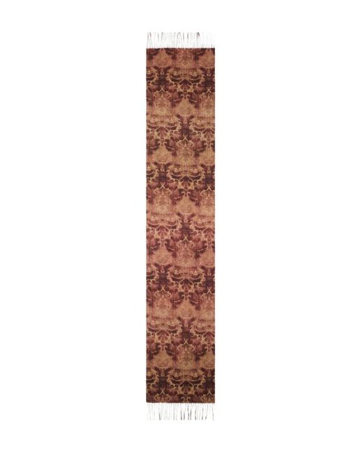 Pierre Louis Mascia Brown Geometric-Pattern Fringed Scarf