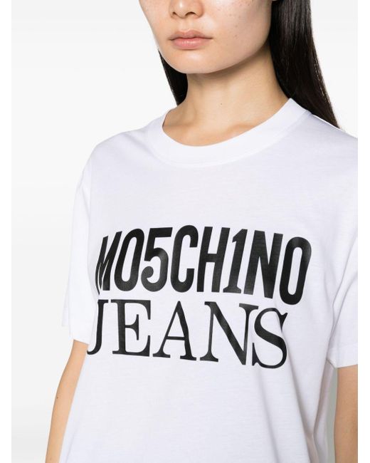 Moschino Jeans T-shirt Met Logoprint in het White