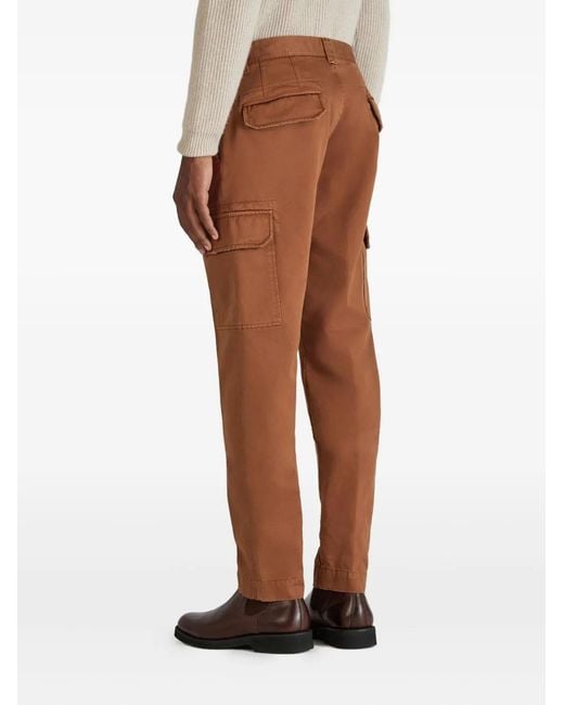 Slowear Brown Cargo-Pocket Cotton Trousers for men