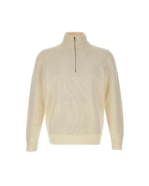FILIPPO DE LAURENTIIS White Half-Zip Merino-Wool Sweater for men