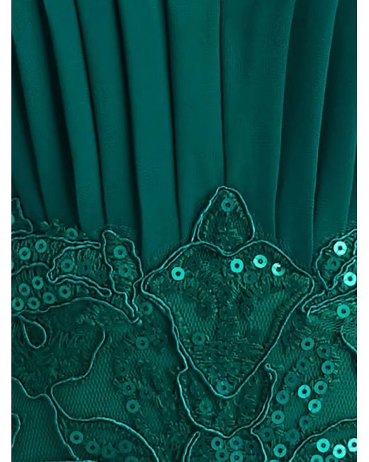 Tadashi Shoji Green Pleated Sequin-Embellishment Midi Dress