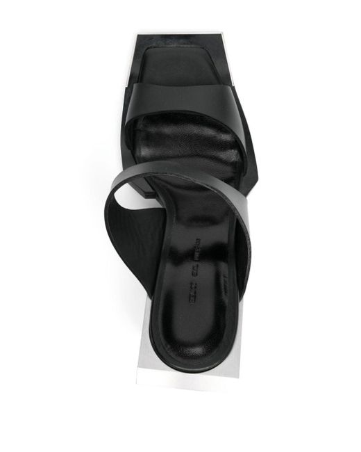 HELIOT EMIL Black 100mm Square-open Toe Leather Sandals
