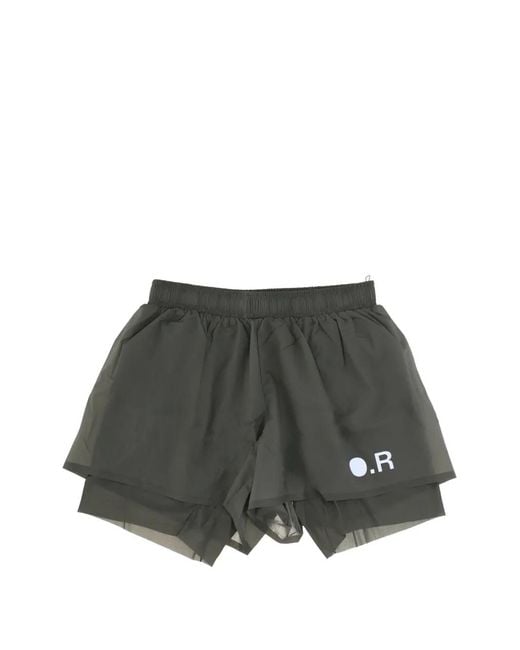 Optimistic Runners Gray Logo-Print Layered Shorts