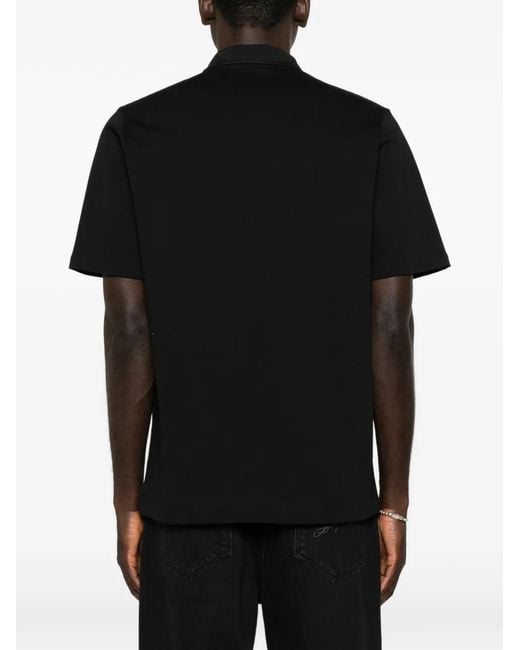 Rhun Black Logo-Embroidered Short-Sleeve Polo Shirt for men