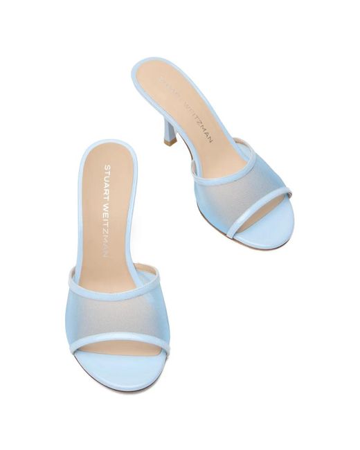 Stuart Weitzman Blue 8.5Cm Bareitall Mules