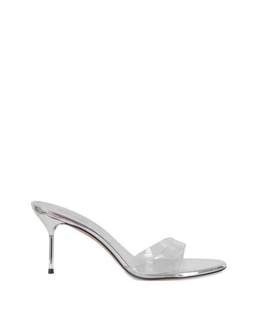 Paris Texas White Lidia Transparent-Strap Metallic-Effect Sandals