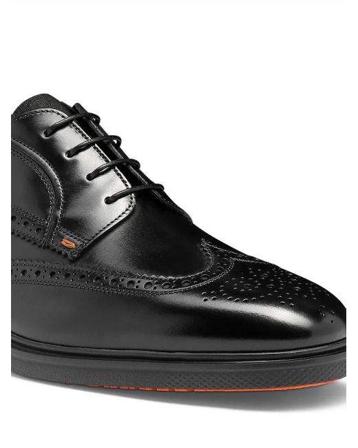 Santoni Black Easy Brogues for men