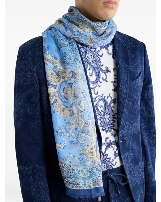 Etro Blue Scarves for men