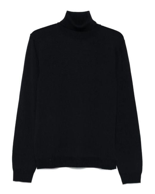 Roberto Collina Black Turtleneck Merino Wool Sweater for men