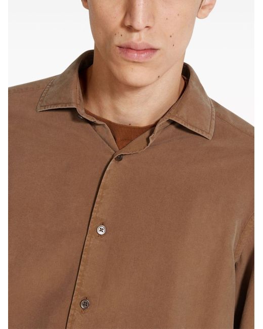 Zegna Brown Mulberry-silk Shirt for men