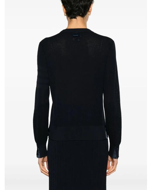Thom Browne Black Crew-Neck Virgin Wool Jumper