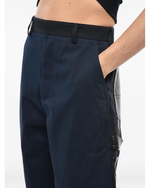 Stella McCartney Blue Cotton Trousers Gavin With Eco-Leather Patches