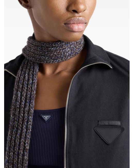 Prada Blue Ribbed Knit Silk Tank Top