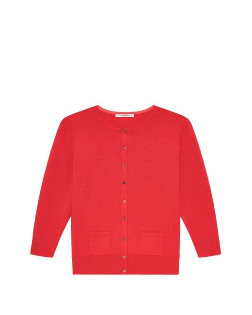 Maliparmi Red Crew Neck Pocket Cardigan
