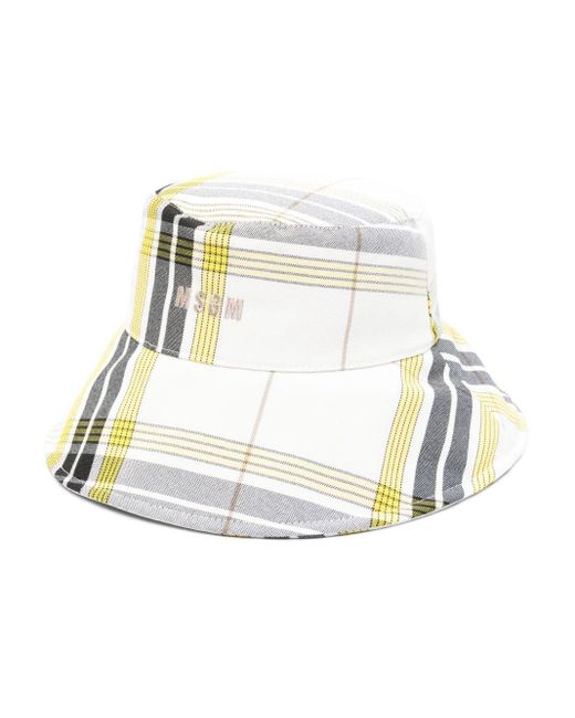 Sombrero de pescador con logo bordado MSGM de color White