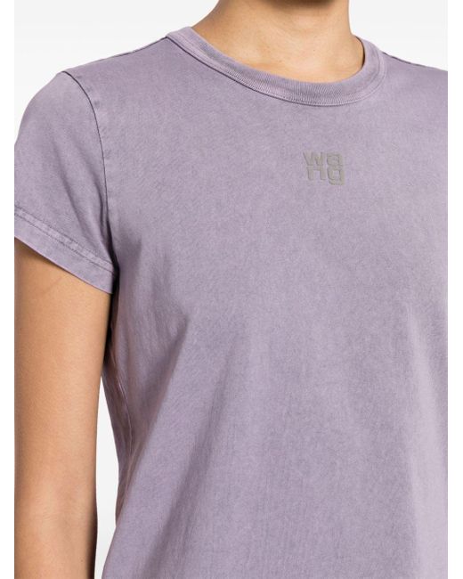 Alexander Wang Katoenen T-shirt Met Logo-reliëf in het Purple