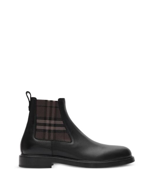 Burberry Black Leather Pembroke Boots for men