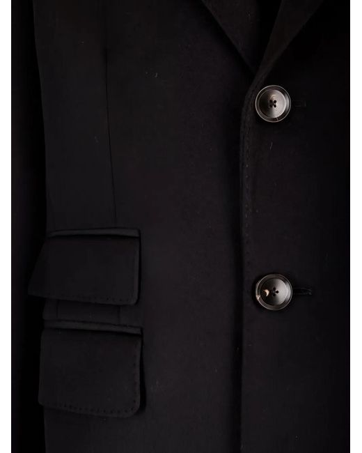 Al Duca D'aosta Black Peak-Lapels Single-Breasted Coat for men