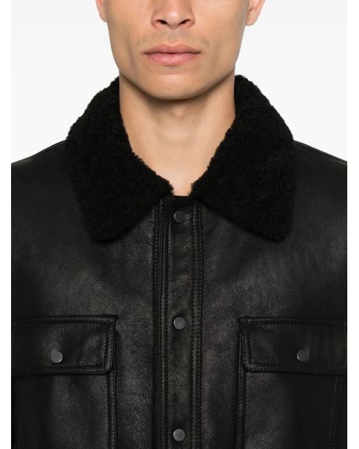 Salvatore Santoro Lederjacke mit Fleece-Futter in Black für Herren