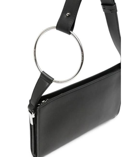 Dondup Black Ring-Handle Leather Tote Bag