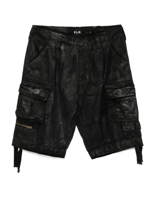 P.L.N. Black Leather Shorts for men