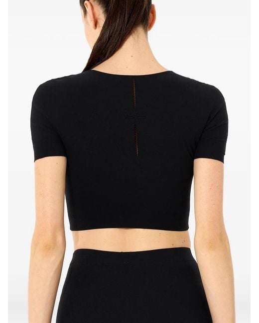 Wolford Black Seamless Short-Sleeved Cropped T-Shirt
