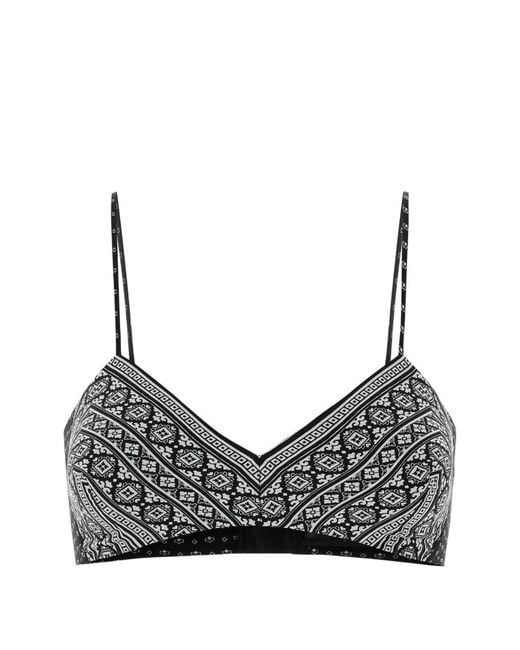 Ermanno Scervino Black Geometric-Print Silk Crop Top