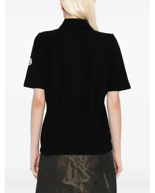 Moncler Black Logo-Embroidered Polo Shirt