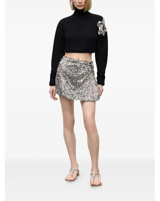 Area Gray Crysta- Cluster Sequin Mini Skirt