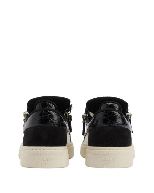 Giuseppe Zanotti Black Gz94 Crocodile-Effect Zip-Detail Sneakers for men