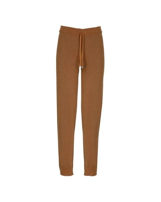 Kangra Brown Glitter-Effect Drawstring Track Pants