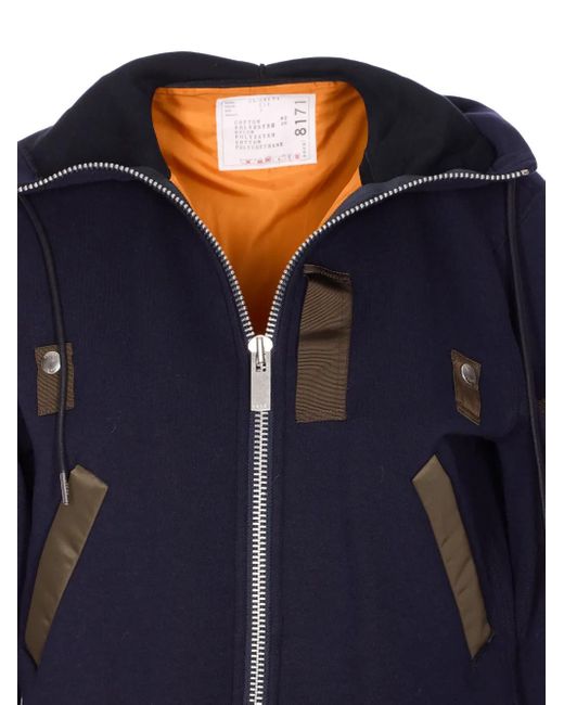 Sacai Blue Hoodie-Style Sweater With And Accents