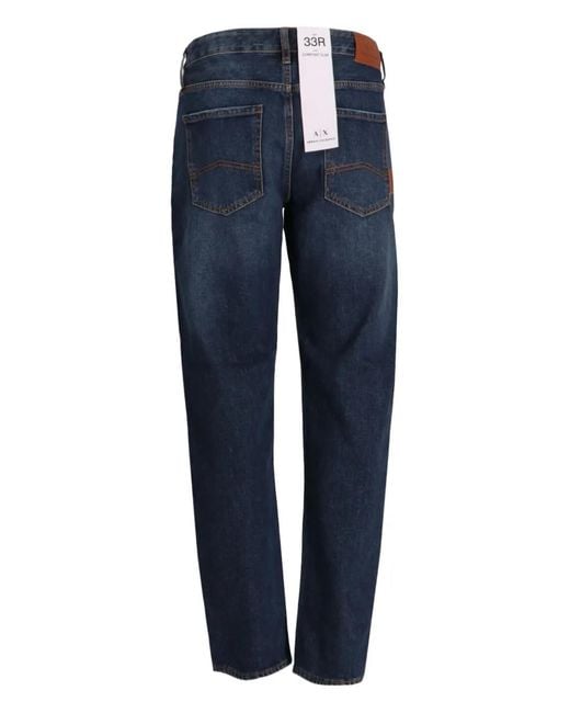 ARMANI EXCHANGE Blue Logo-Patch Jeans for men