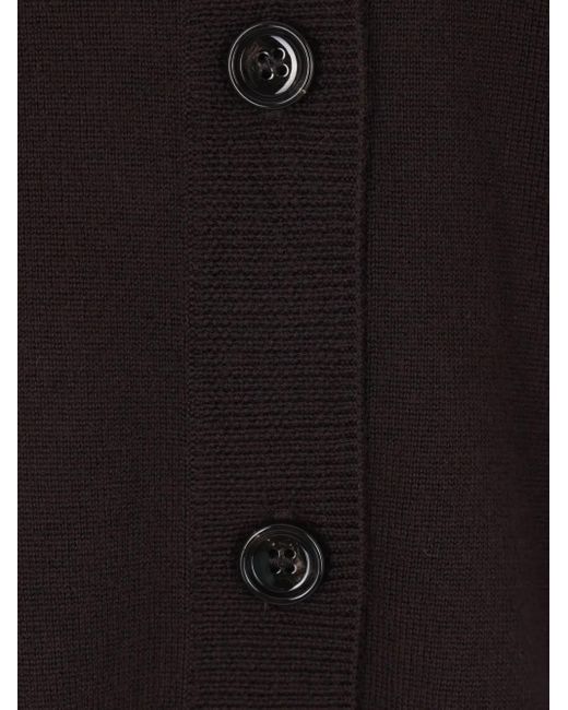 Allude Black Button-Front V-Neck Cardigan