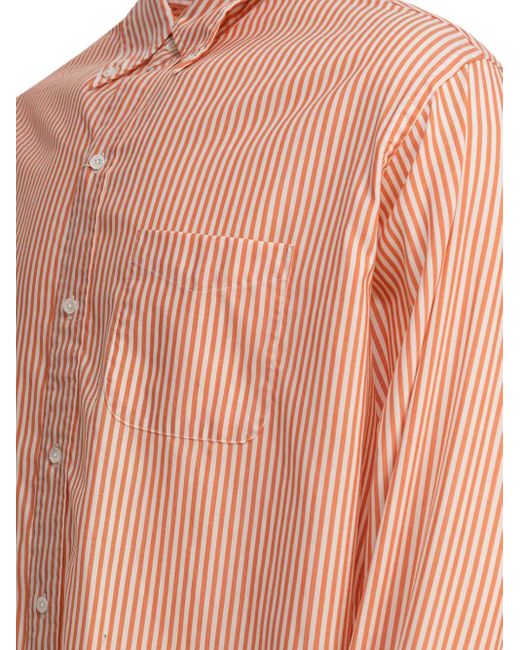 Beams Plus Pink Striped Button-Down Shirt for men