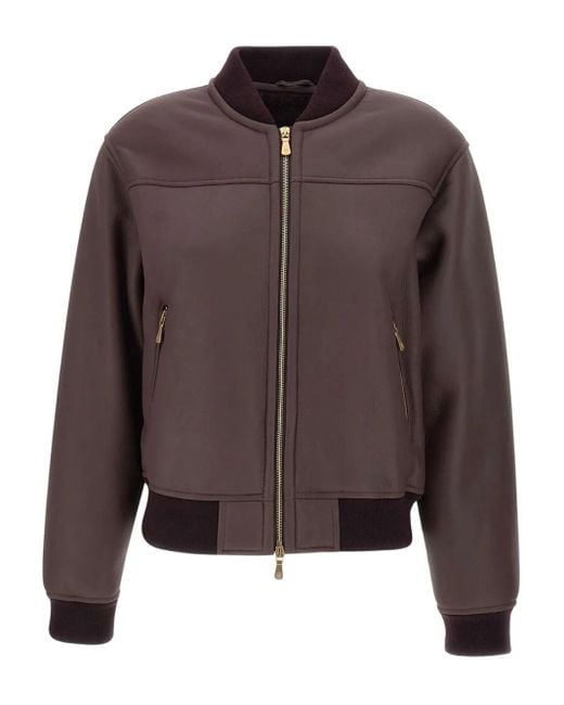 Eleventy ジップアップ ボンバージャケット Brown