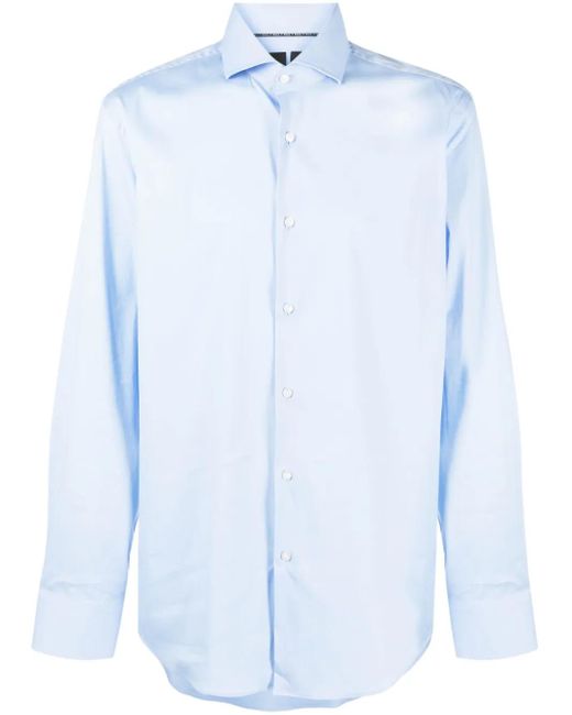 Boss Blue Classic-Collar Long-Sleeve Shirt for men