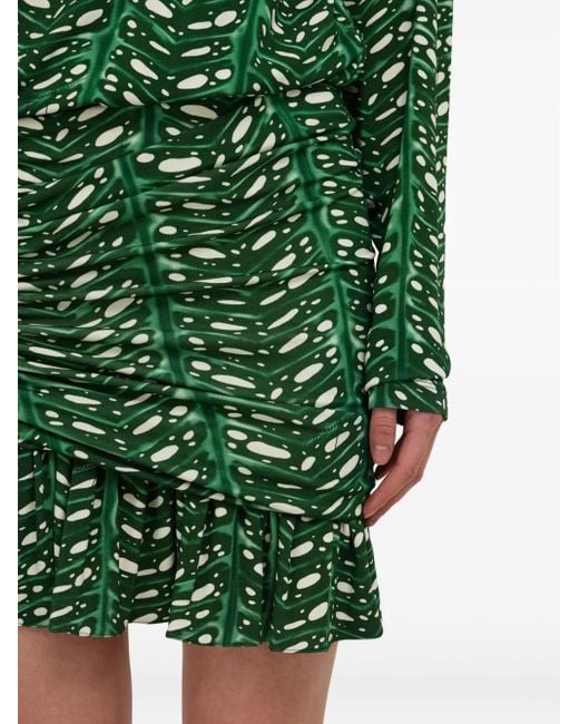 Ferragamo Green Printed Mini Dress