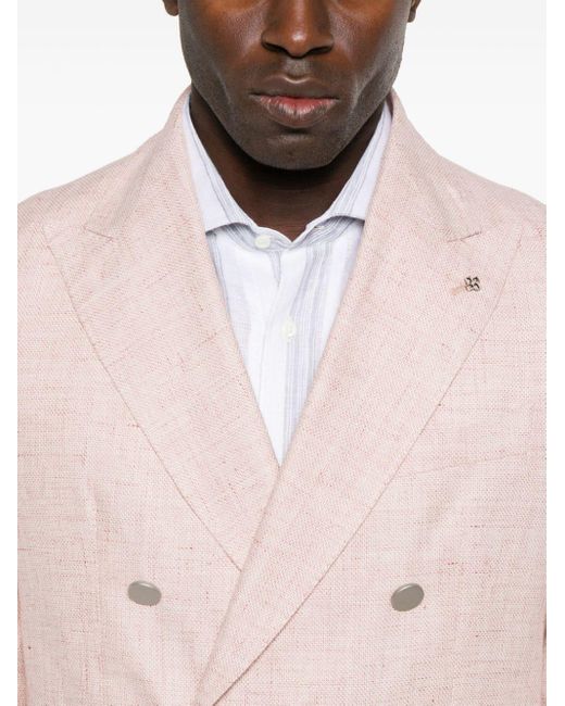 Blazer chiné à boutonnière croisée Tagliatore pour homme en coloris Pink