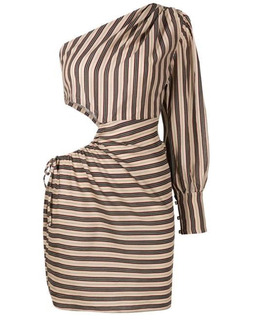 Amir Slama Blue One-Shoulder Striped Dress