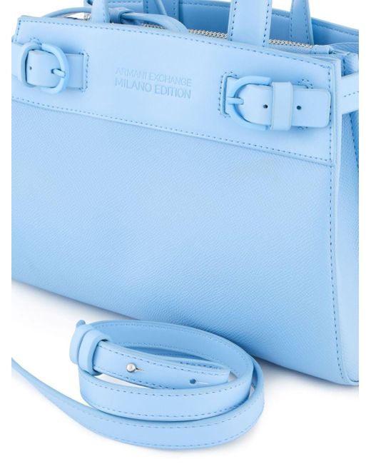 Armani Exchange Blue Logo-debossed Tote Bag