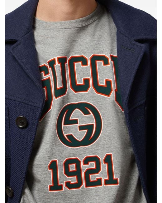 Gucci Gray Cotton Jersey Printed T-shirt for men