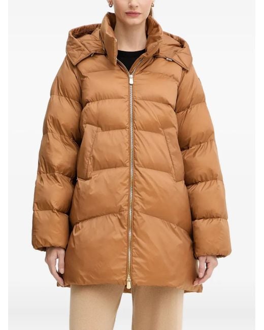 Pinko Brown Veste Matelassée À Capuche