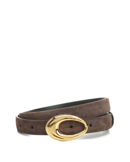 Khaite オーバルバックル スエードベルト Brown