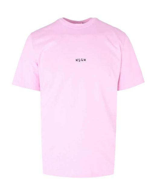 MSGM Pink Logo T-Shirt for men