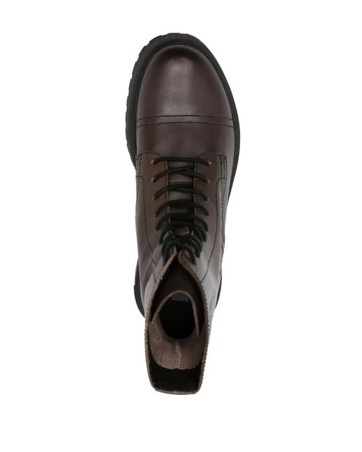Tommy Hilfiger Brown Logo-Debossed Leather Boots for men