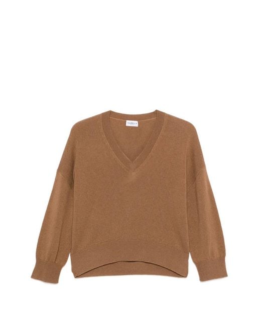 Marella Brown Mseditore V-Neck Long-Sleeve Sweater